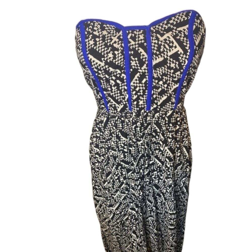 Xhilaration Strapless Black And White High Low Dress Blue Accents Size XS - Picture 5 of 9